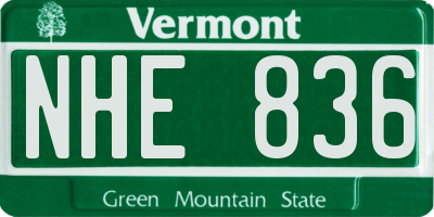 VT license plate NHE836