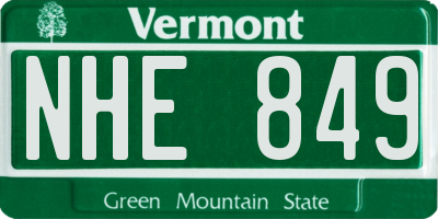 VT license plate NHE849