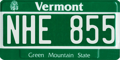 VT license plate NHE855