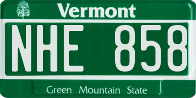 VT license plate NHE858