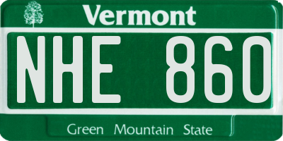 VT license plate NHE860