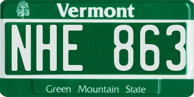 VT license plate NHE863