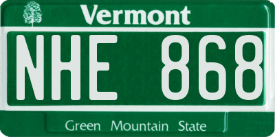 VT license plate NHE868