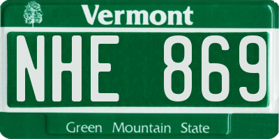 VT license plate NHE869