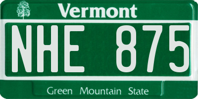 VT license plate NHE875
