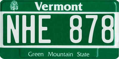 VT license plate NHE878