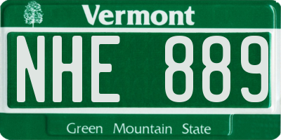 VT license plate NHE889