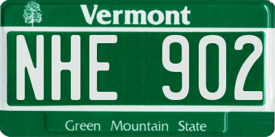 VT license plate NHE902