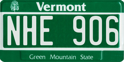 VT license plate NHE906