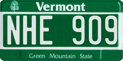 VT license plate NHE909