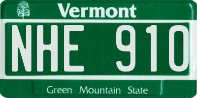 VT license plate NHE910