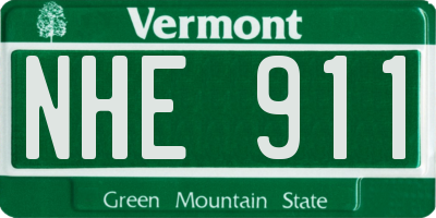 VT license plate NHE911