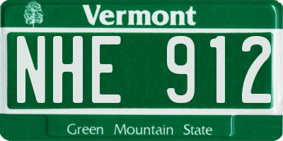 VT license plate NHE912