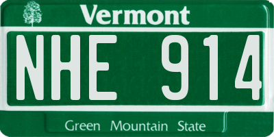 VT license plate NHE914
