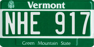 VT license plate NHE917