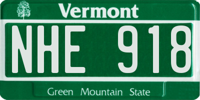 VT license plate NHE918