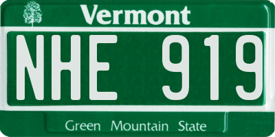 VT license plate NHE919