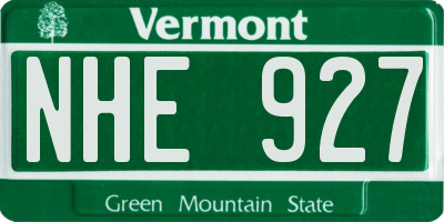 VT license plate NHE927