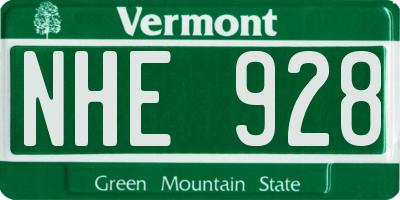 VT license plate NHE928