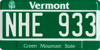 VT license plate NHE933