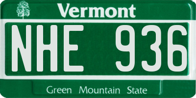 VT license plate NHE936