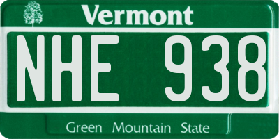 VT license plate NHE938