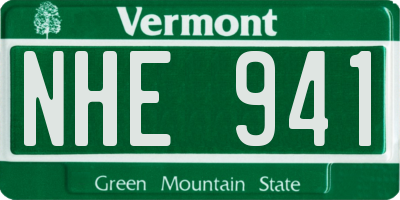 VT license plate NHE941