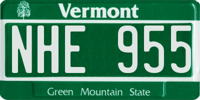 VT license plate NHE955