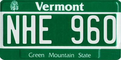 VT license plate NHE960