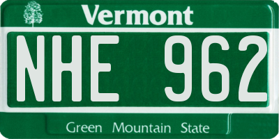 VT license plate NHE962