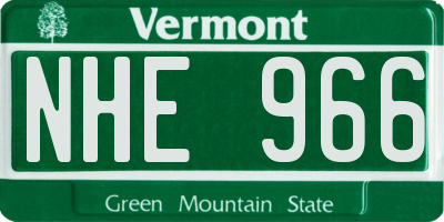 VT license plate NHE966