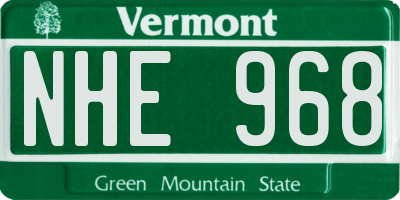 VT license plate NHE968