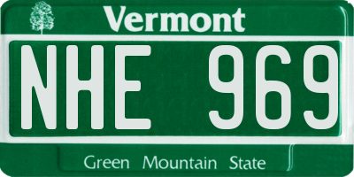 VT license plate NHE969