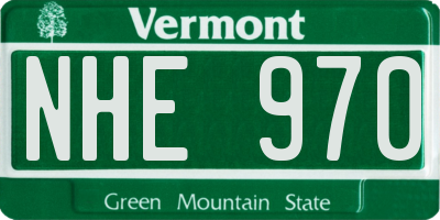 VT license plate NHE970