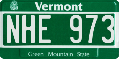 VT license plate NHE973