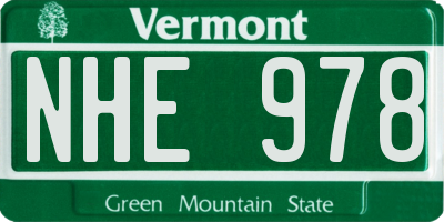 VT license plate NHE978