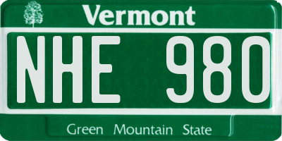 VT license plate NHE980