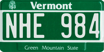 VT license plate NHE984