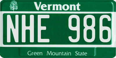 VT license plate NHE986