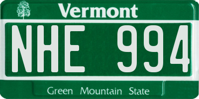 VT license plate NHE994