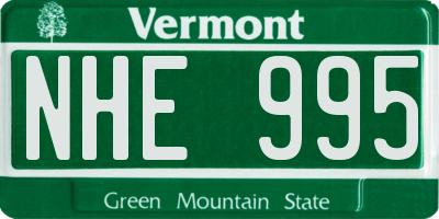 VT license plate NHE995