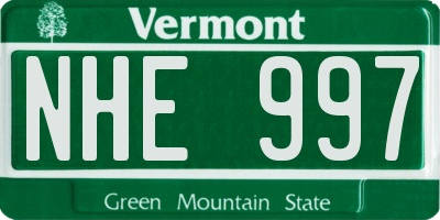 VT license plate NHE997