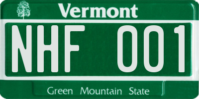 VT license plate NHF001