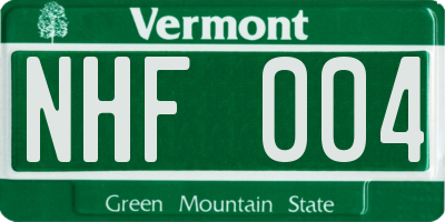 VT license plate NHF004
