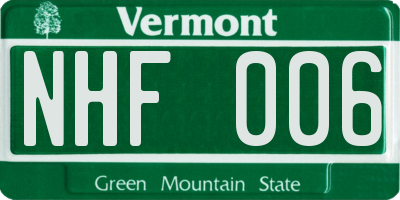 VT license plate NHF006
