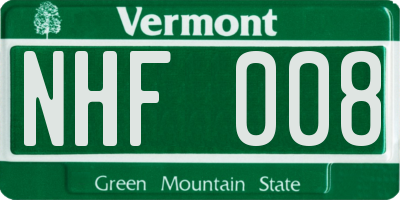 VT license plate NHF008