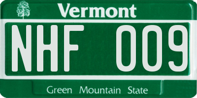 VT license plate NHF009
