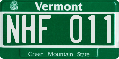 VT license plate NHF011