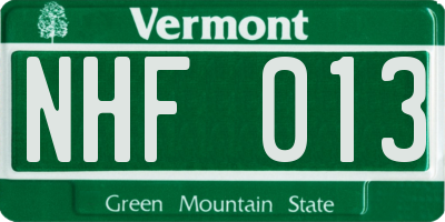 VT license plate NHF013