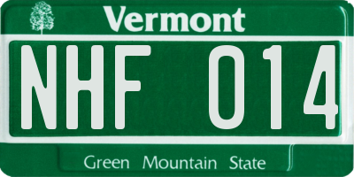 VT license plate NHF014